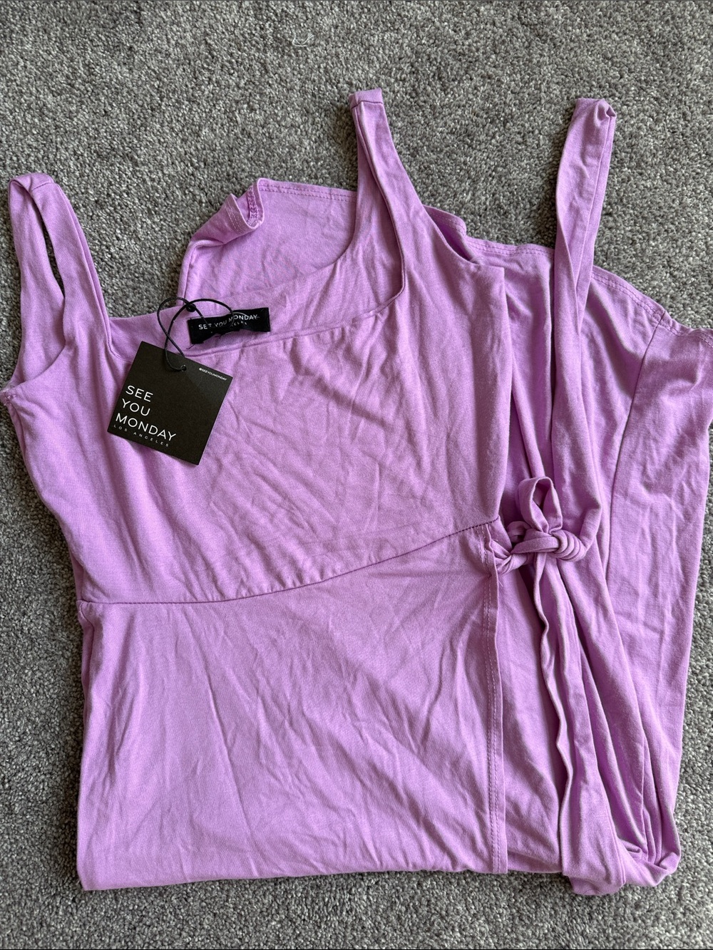 See You Monday Lavender Wrap-Style Midi Dress - Picture 7 of 7